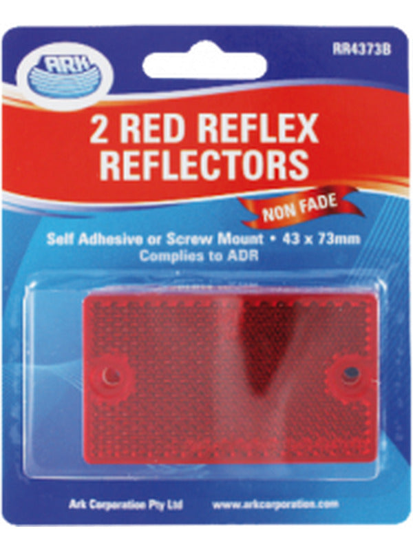 ARK Red Reflectors 43mm x 73mm Blister Pack RR4373B