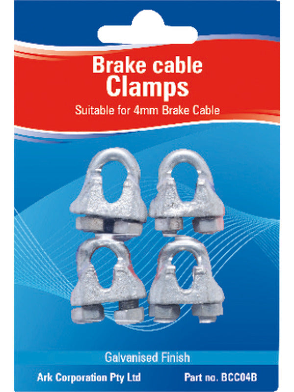 ARK 4mm Galvanized Brake Cable Clamps Pack of 4 BCC04B