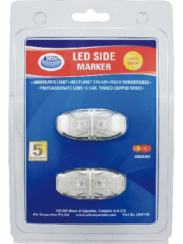 ARK LED Red/Amber Marker Lamp 12/24V Black Blister LDM70B