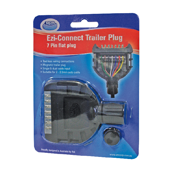 ARK Ezi-Connect 7 Pin Flat Trailer Plug Blister Pack FPPT7B