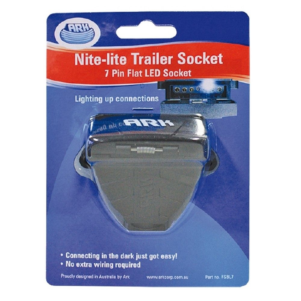 Ark Trailer Socket 7 Pin Flat Nite-lite Socket FSBL7
