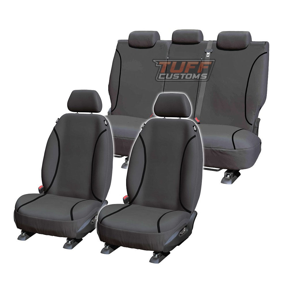 TUFF HD TRADE Canvas Seat Covers 2 Rows For Toyota Landcruiser 100 Series No Armrest 1998-2007 Charcoal