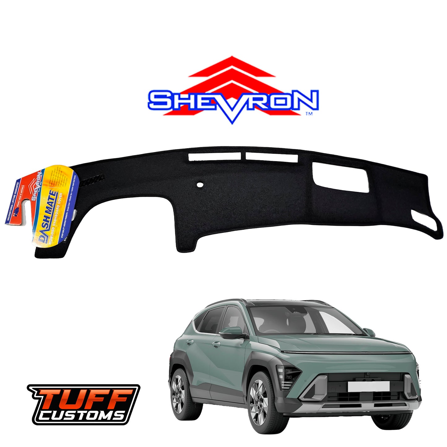Shevron Black Dash Mat For Hyundai Kona SX2 Premium w/ HUD 2023-2025 DM1698D