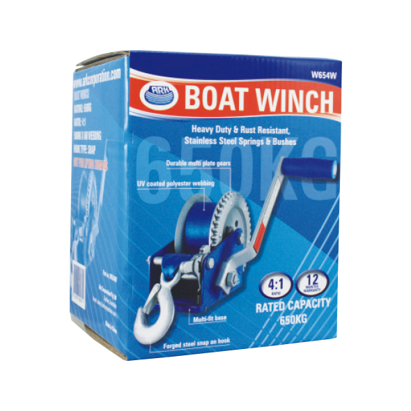 ARK Boat Winch 650kg Gear Ratio 4:1 W654W
