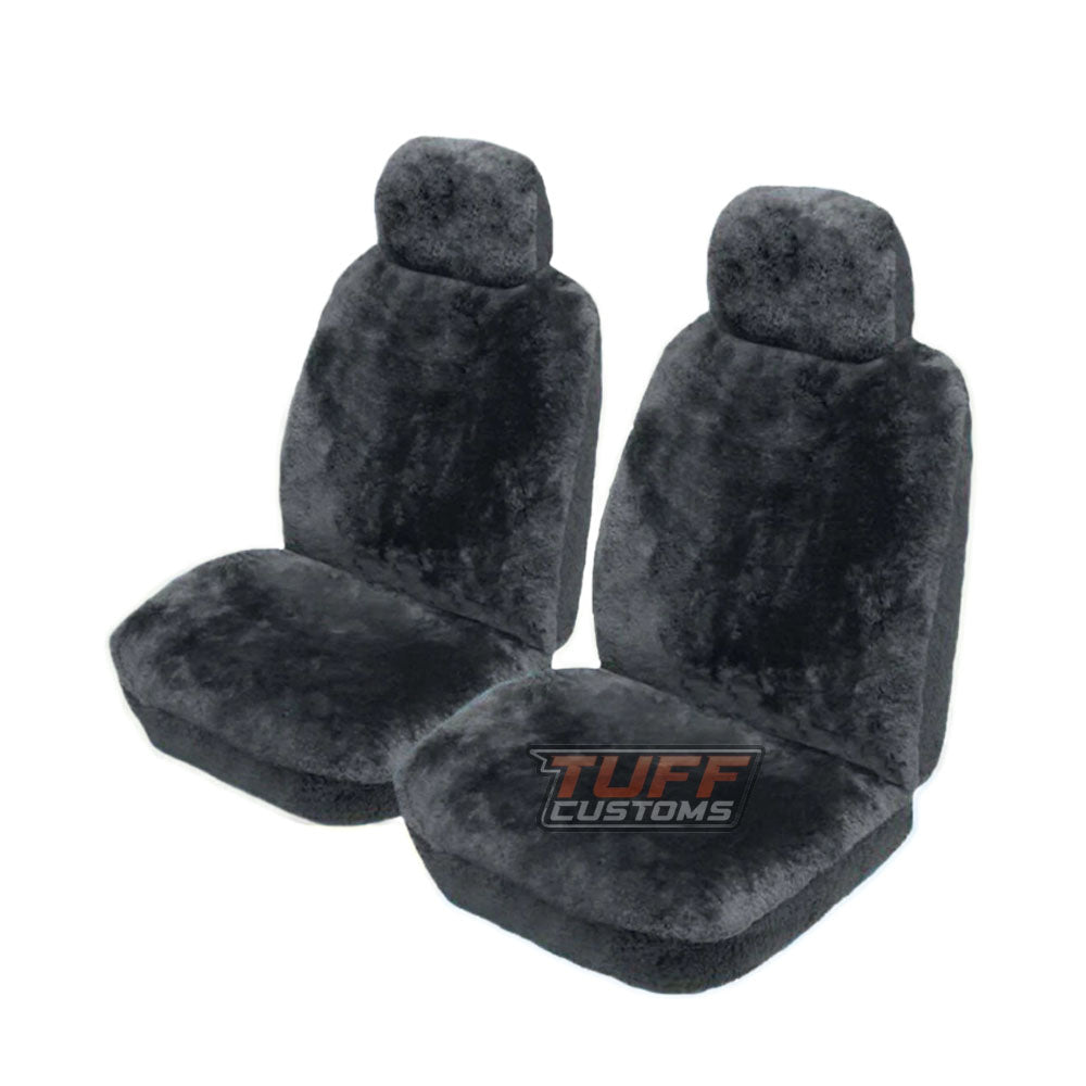 CHARCOAL Custom KAKADU Sheepskin Seat Covers Ford Ranger PX2 PX3 XL XLT SPORT FX4 WILDTRACK 2015-2022