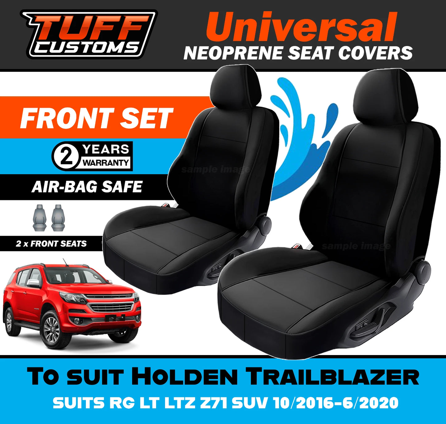 TUFF Customs Universal Neoprene Seat Covers Holden Trailblazer RG LT LTZ Z71 SUV 10/2016-6/2020