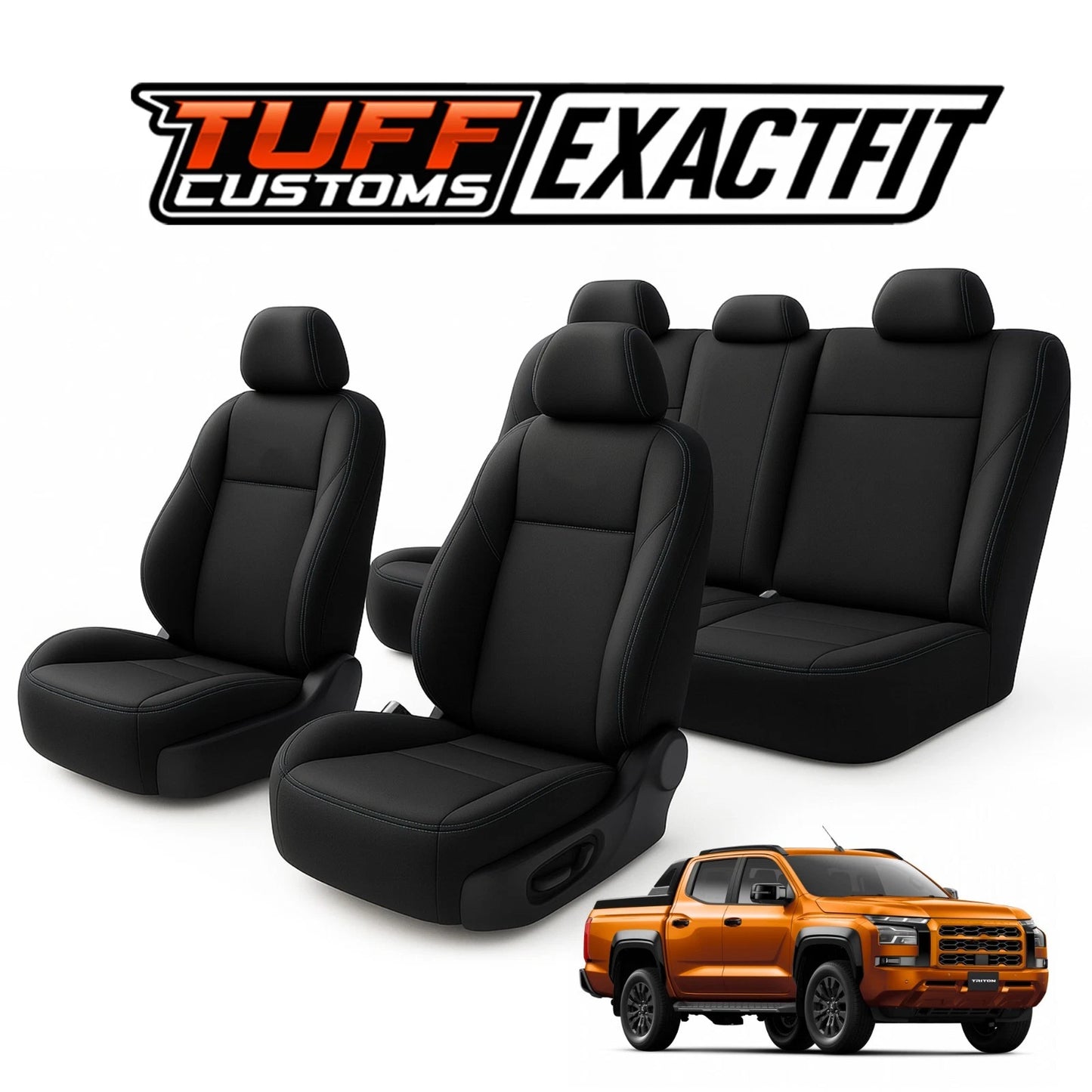 TUFF Customs EXACTFIT Neoprene Seat Covers Mitsubishi Triton MV GLX GLS GSR GLX-R 12/2023-2026 2 Rows