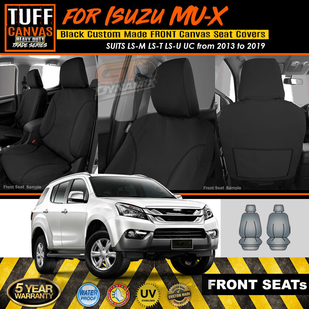 TUFF HD TRADE Canvas Seat Covers Front For Isuzu MUX MU-X LS-M LS-T LS-U 2013-2019 Black