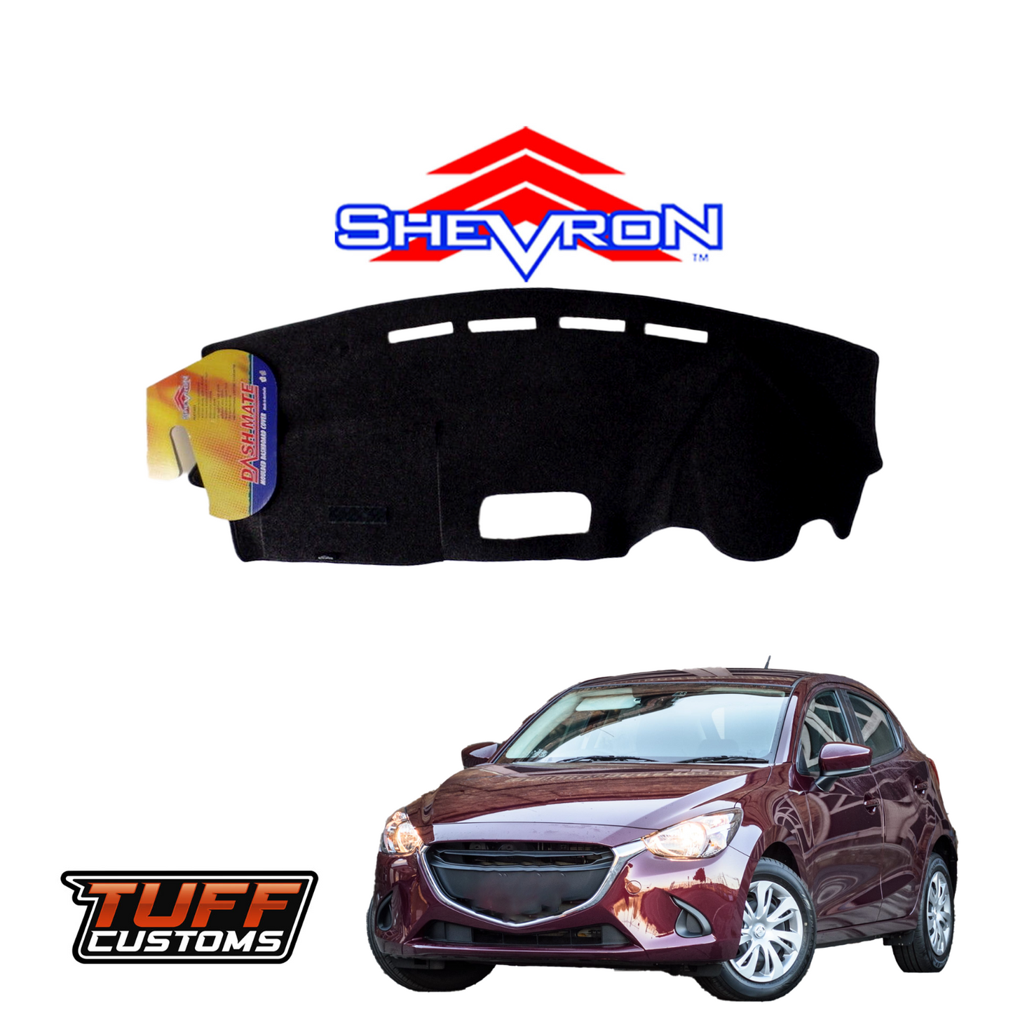 Shevron Black Dash Mat For Mazda 2 DJ Neo & Maxx 7/2014-2025 DM1372