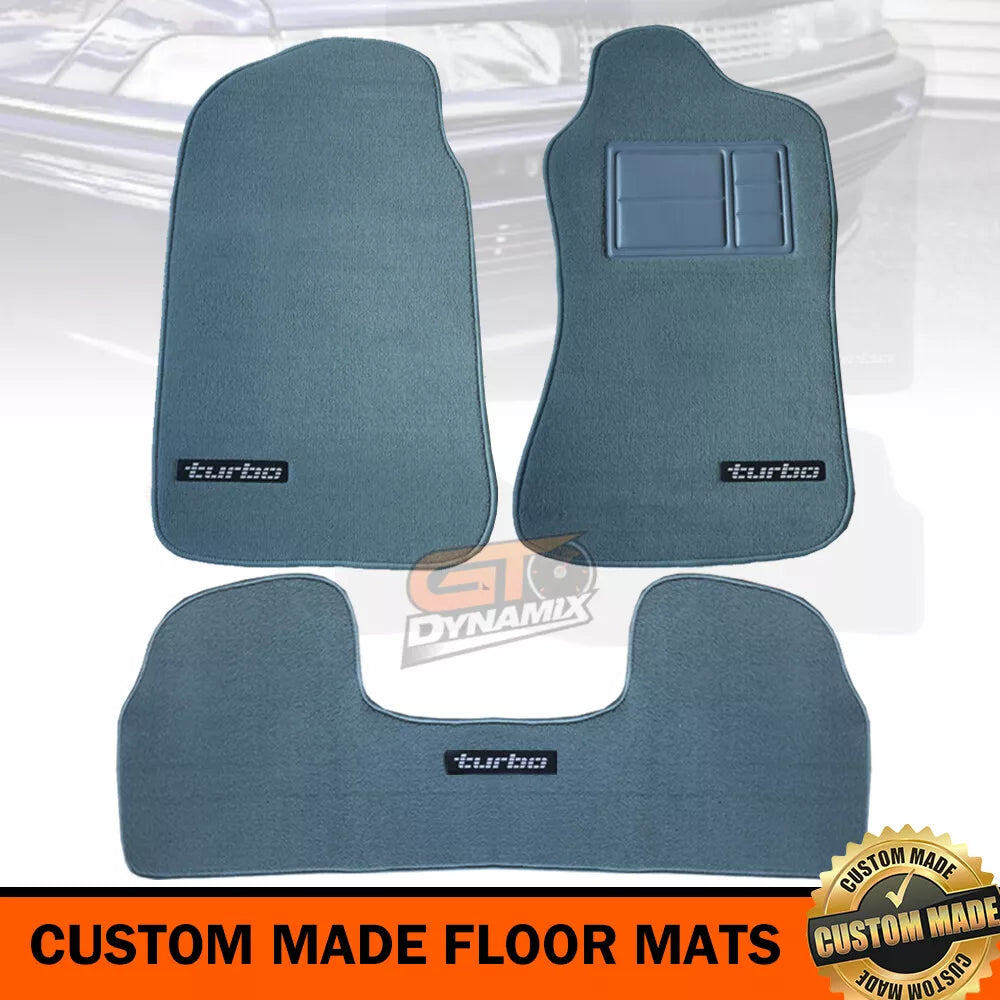 Custom Made Floor Mats Set of 3 Turquoise with Silver badge VL TURBO Calais BT1 Berlina SL