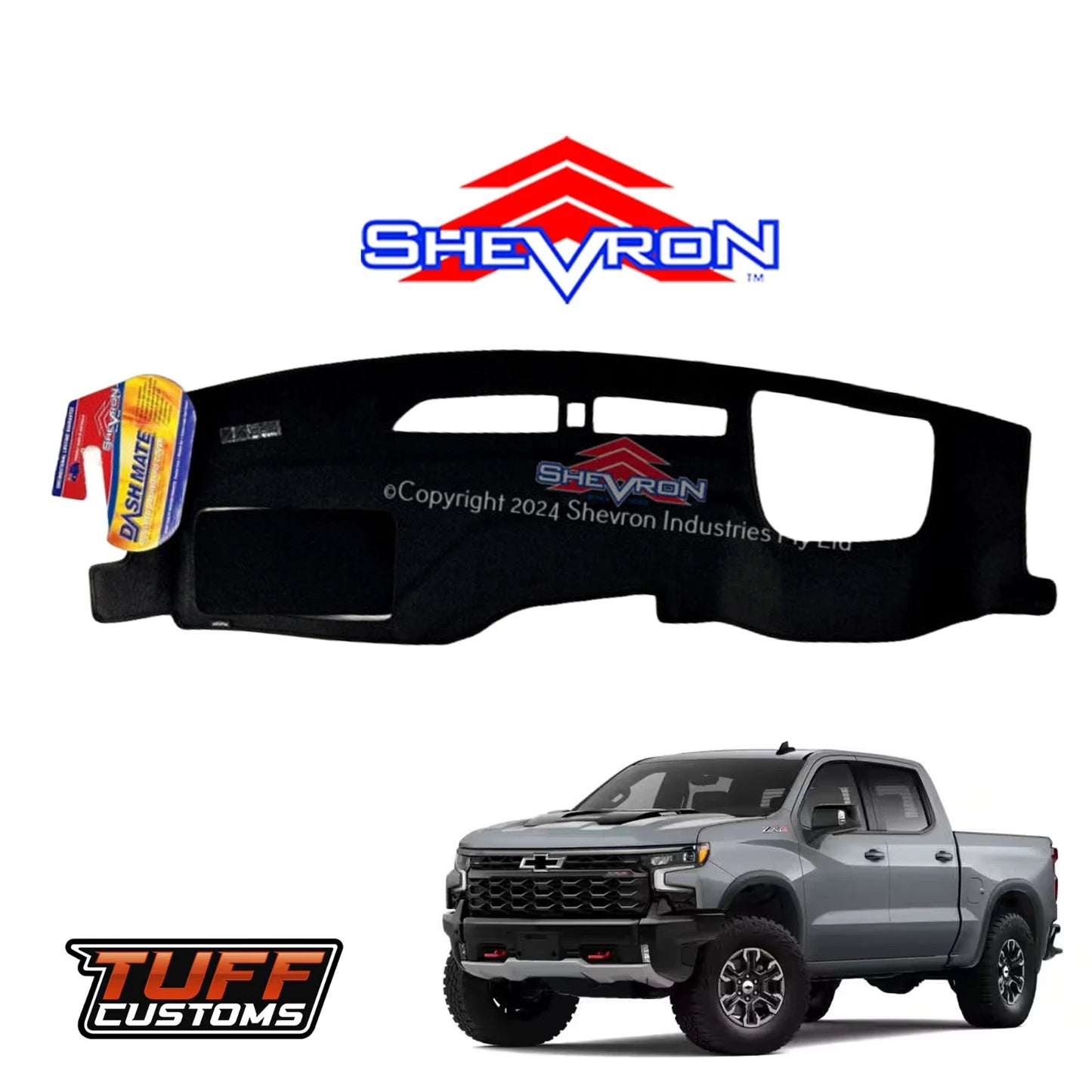 Shevron Black Dash Mat For Chevrolet Silverado 1500 LTZ with tech pack w/ HUD 03/2023-2025 DM1682D
