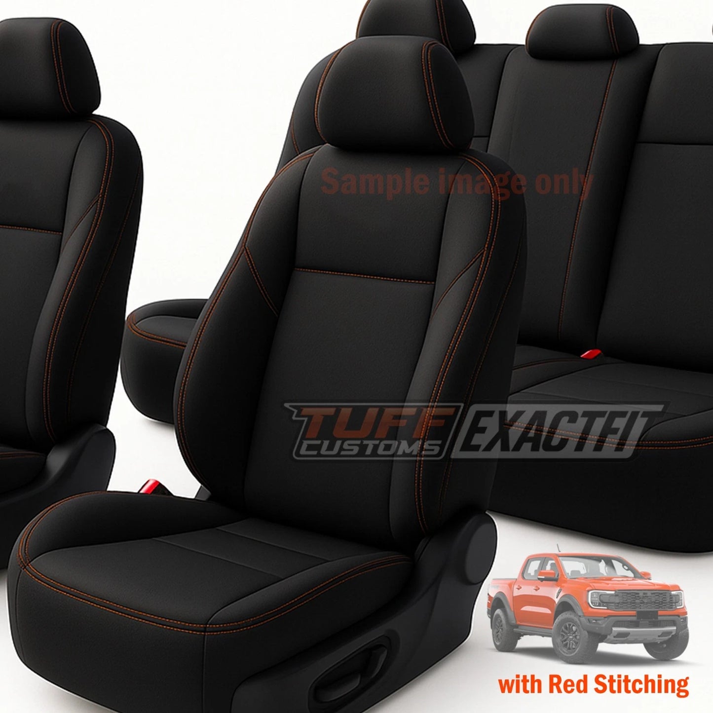 TUFF Customs EXACTFIT Neoprene Seat Covers FORD NEXT GEN RAPTOR 2022-2025 RED STITCH 2 Rows