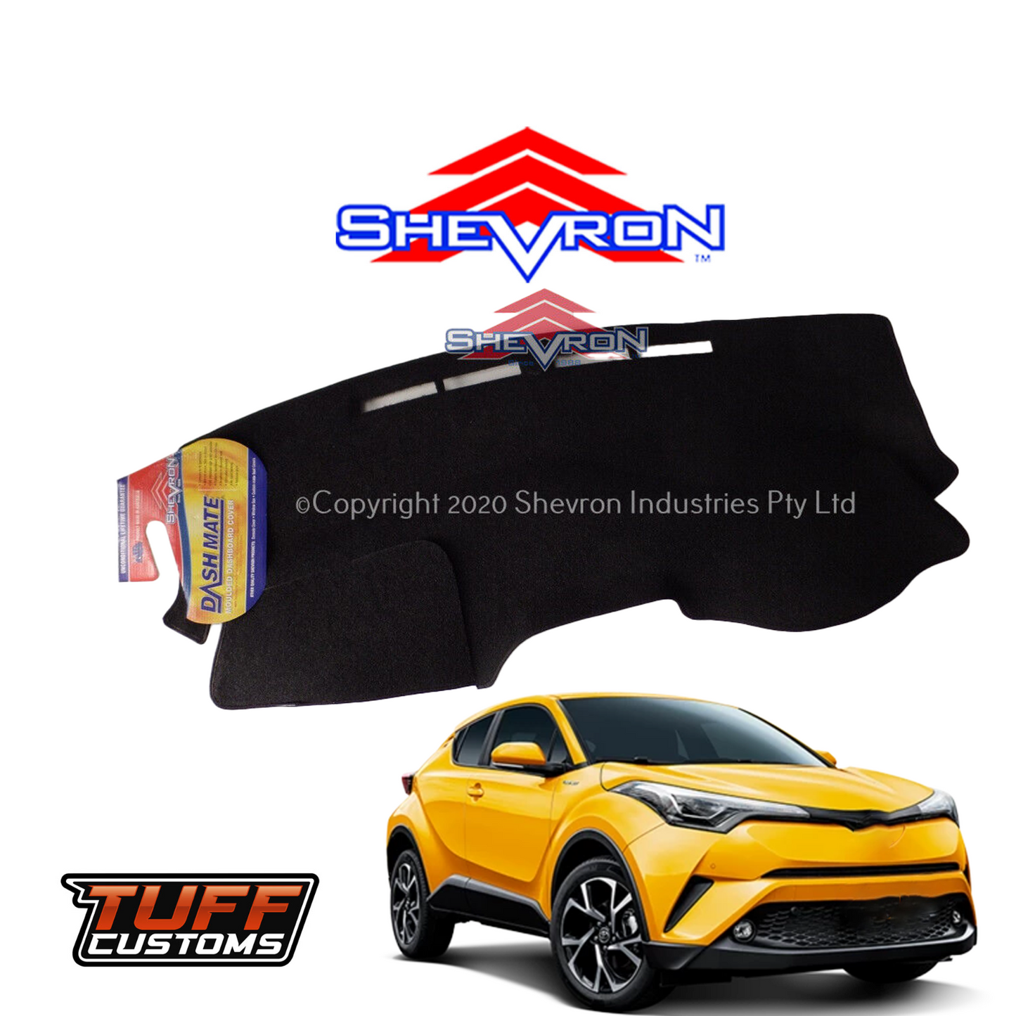 Shevron Black Dash Mat For Toyota C HR KOBA ZYX10R 11/2019-09/2023 DM1580