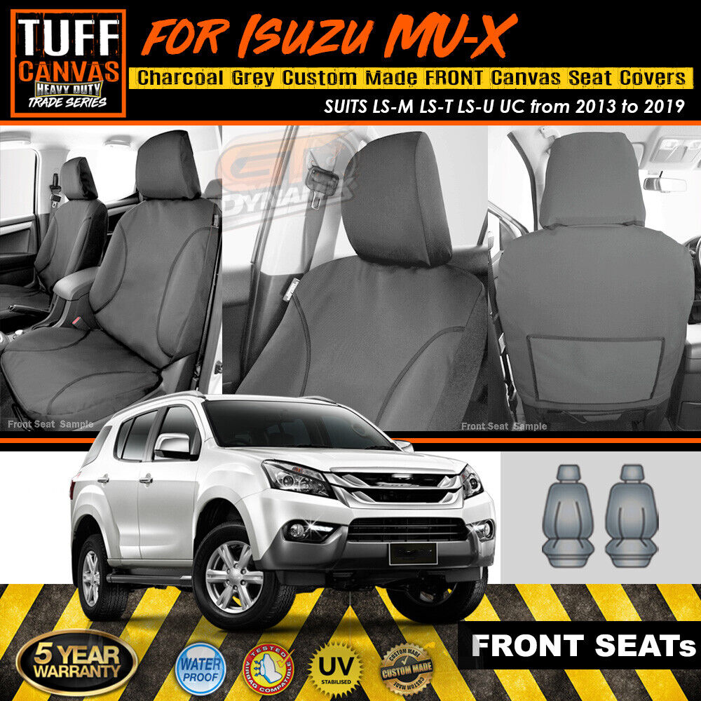 TUFF HD TRADE Canvas Seat Covers Front For Isuzu MUX MU-X LS-M LS-T LS-U 2013-2019 Charcoal