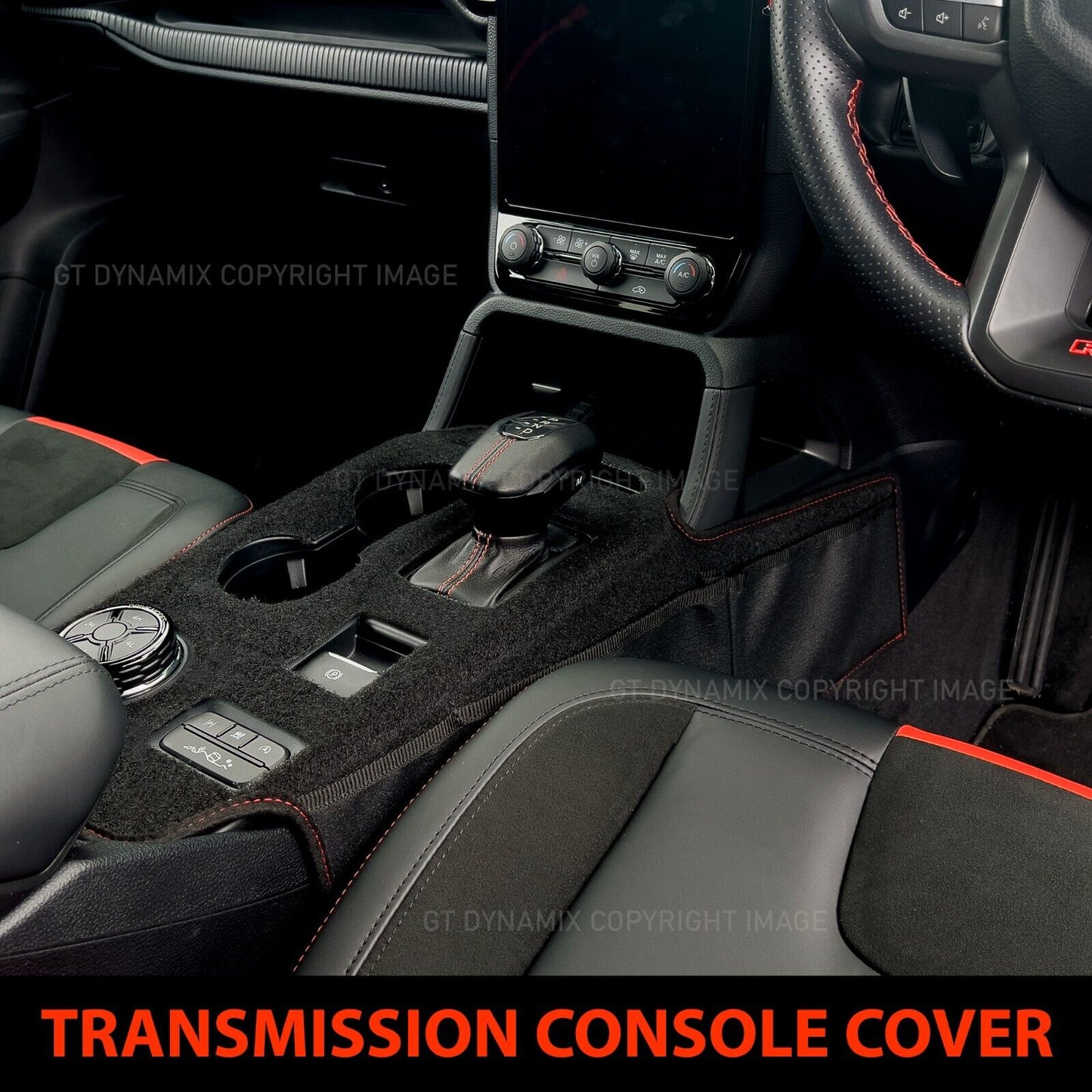 Shevron Transmission Console Cover + Red Stitching For Ford Everest Next Gen Ambiente Trend Sport Platinum 6/2022-2024