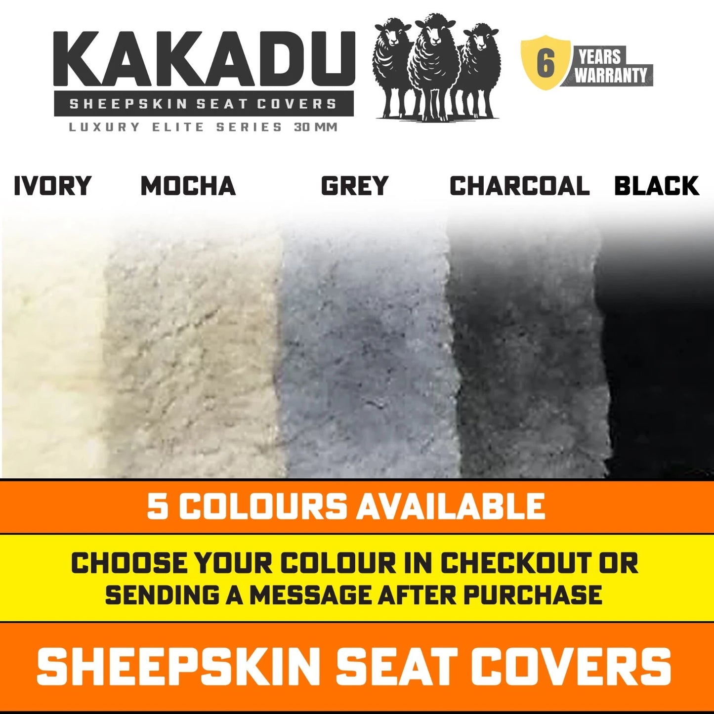 KAKADU Luxury Elite Sheepskin Seat Covers For Nissan GU GQ PATROL 30mm 5 Colours Available 6YRW