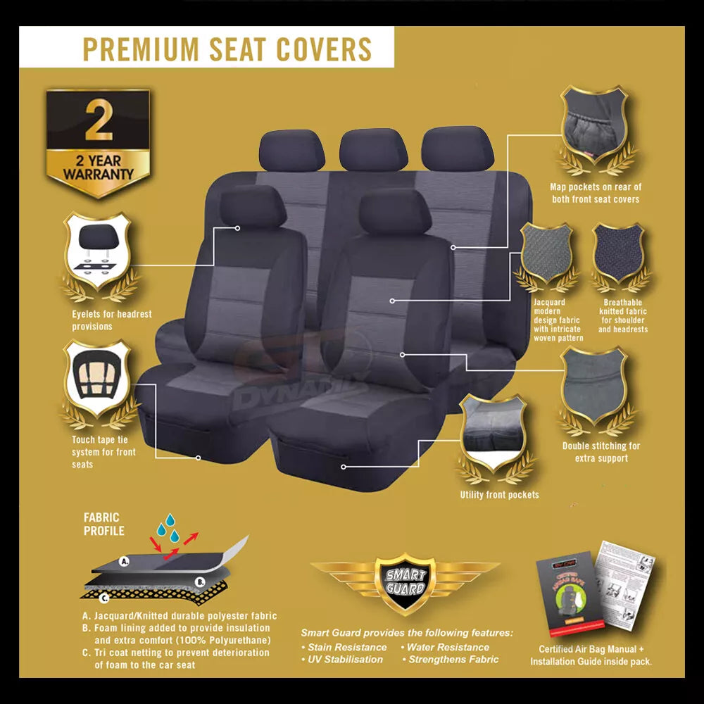 Premium Seat Covers 2 Rows Charcoal Grey For TOYOTA CAMRY ASV70R GSV70R Ascent SX 2018-2025