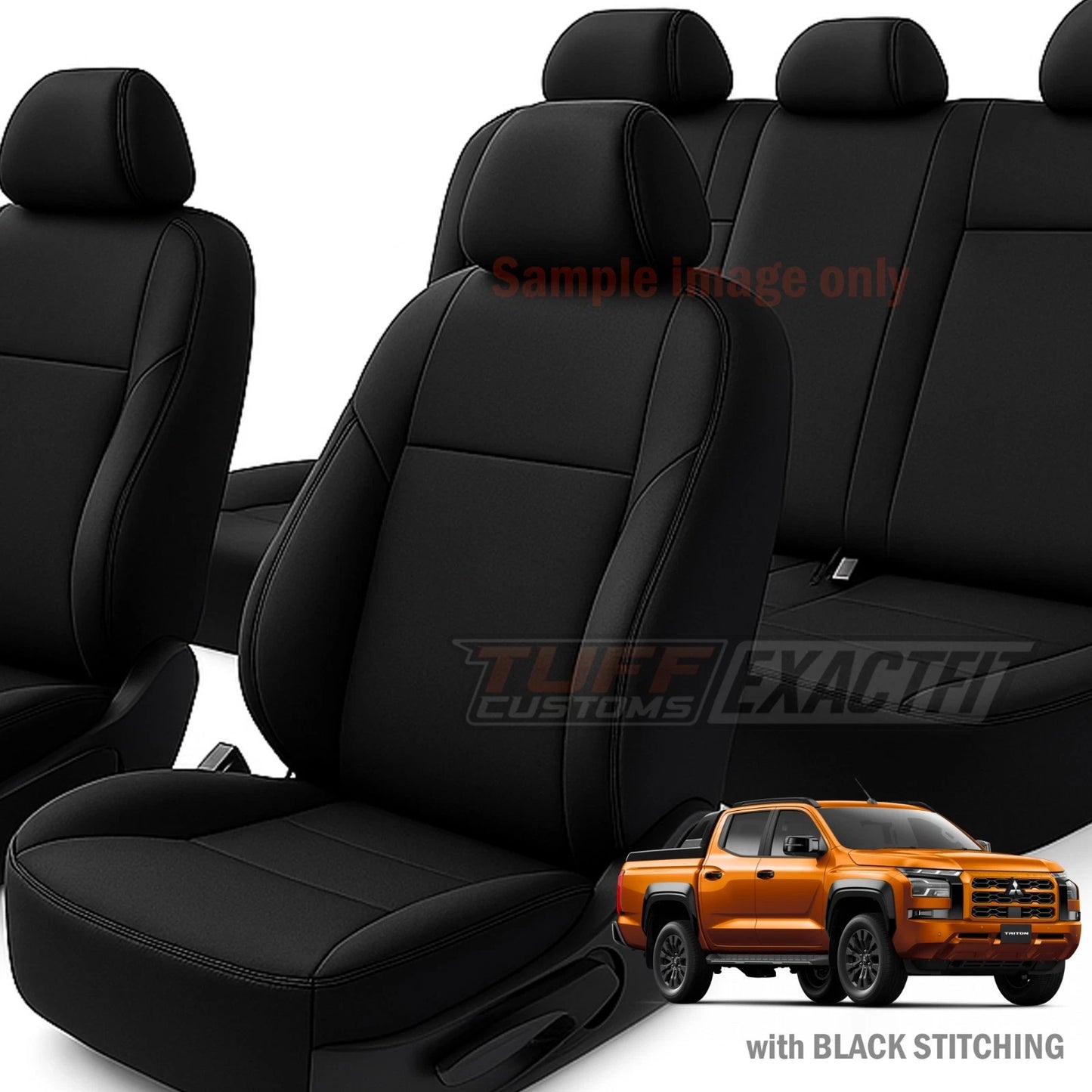 TUFF Customs EXACTFIT Neoprene Seat Covers Mitsubishi Triton MV GLX GLS GSR GLX-R 12/2023-2026 2 Rows