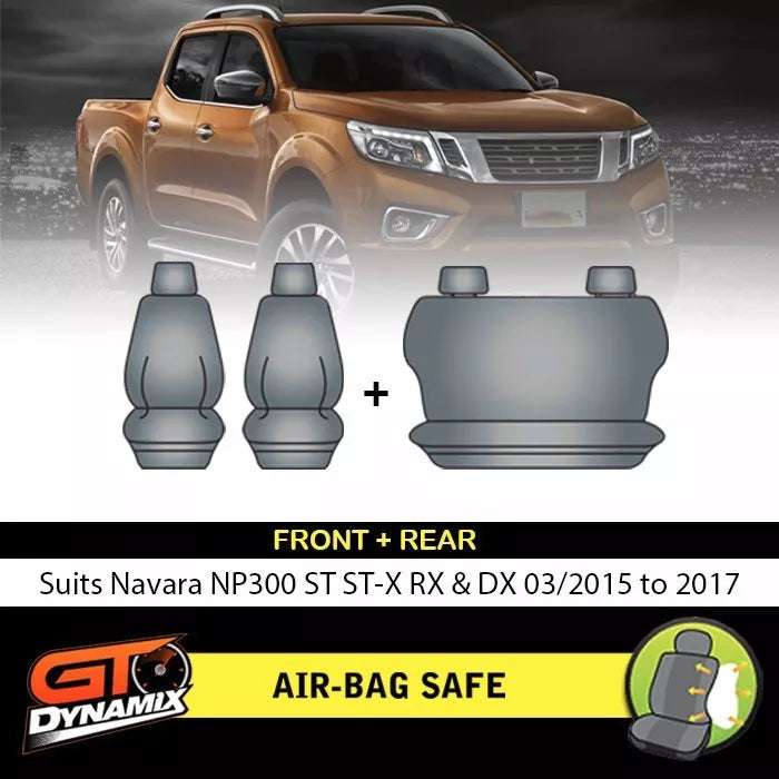 Premium Seat Covers 2 Rows Charcoal Grey For Nissan Navara NP300 DX RX SL ST 2015-2017