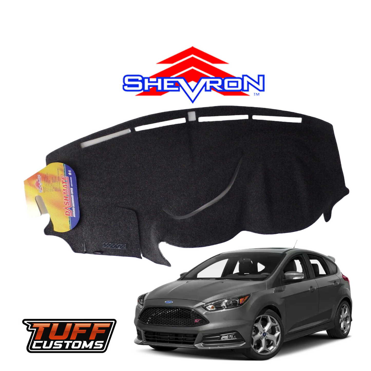 Shevron Black Dash Mat For Ford Focus LW LZ ST w/ Centre Guage 6/2012-10/2018 DM1306