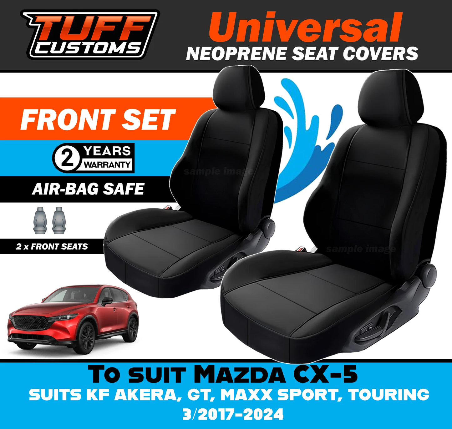 TUFF Customs Universal Neoprene Seat Covers Mazda CX-5 KF AKERA GT MAXX SPORT TOURING 3/2017-2025