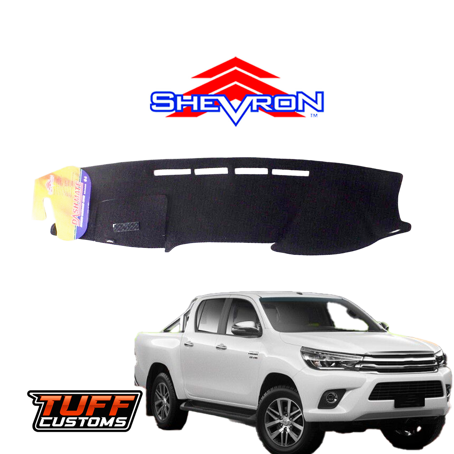 Shevron Black Dash Mat For Toyota Hilux SR5 SR Workmate GUN126R 7/2015-2024 DM1412