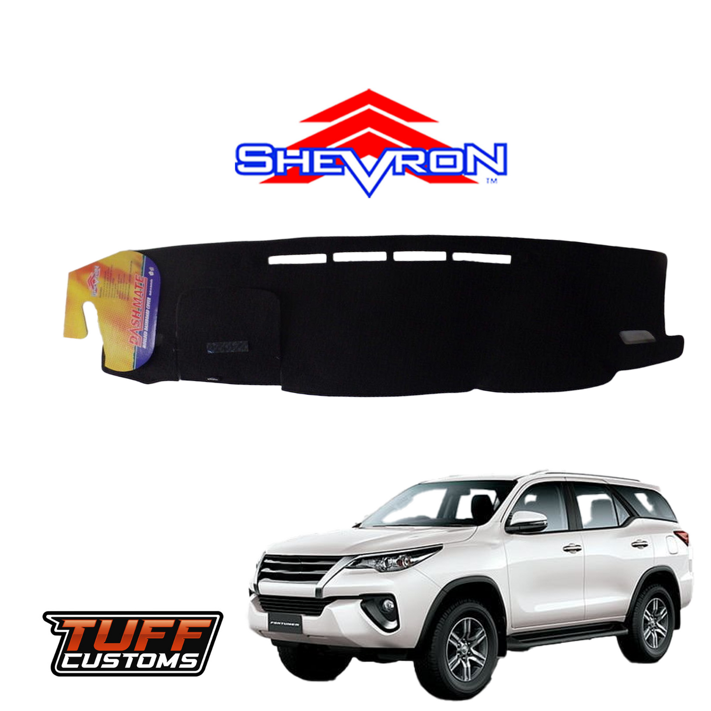 Shevron Black Dash Mat For Toyota Fortuner 2nd Gen GX/GXL 2018-2025 DM1413