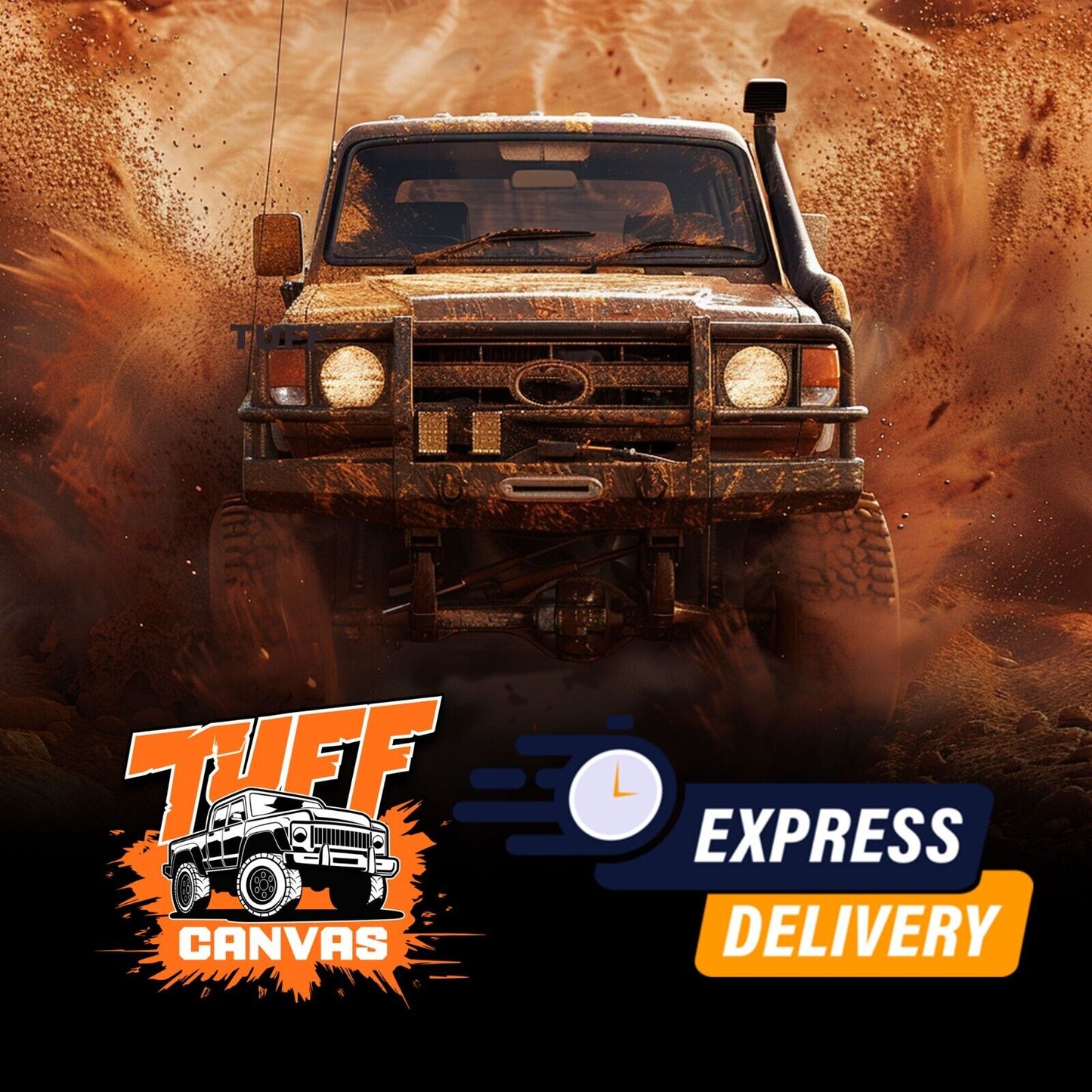 Tuff HD TRADE Canvas Seat Covers 2 Row + Dash Mat For Ford Ranger Next Gen WILDTRACK DM1652 Black
