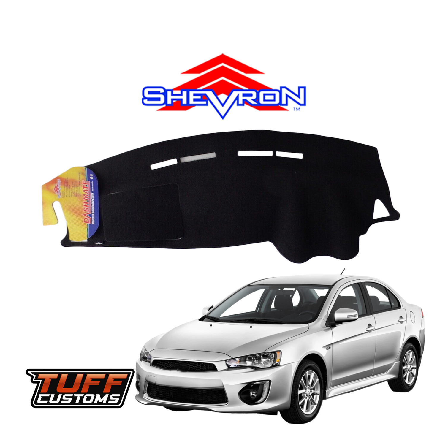 Shevron Black Dash Mat For Mitsubishi Lancer CJ CF 10/2007-8/2017 DM1067