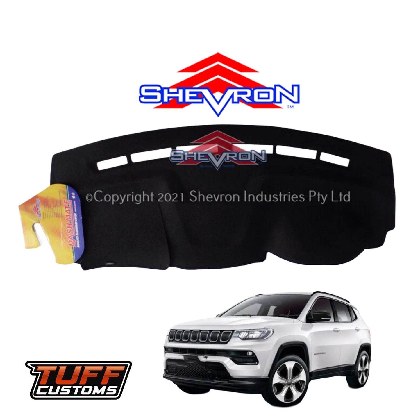 Shevron Black Dash Mat For Jeep Compass M6 10/2017-9/2022 DM1506