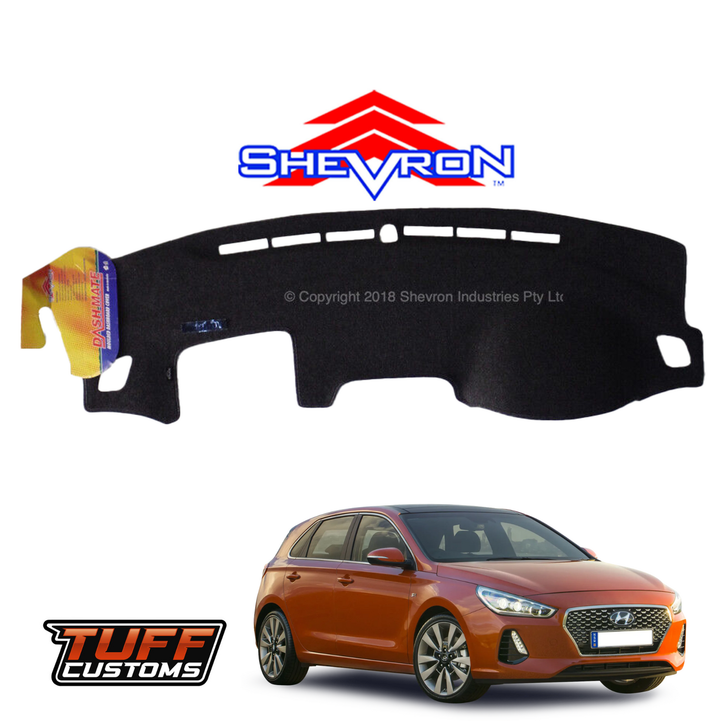 Shevron Black Dash Mat For Hyundai i30 PD HATCH 3/2017-2024 DM1470