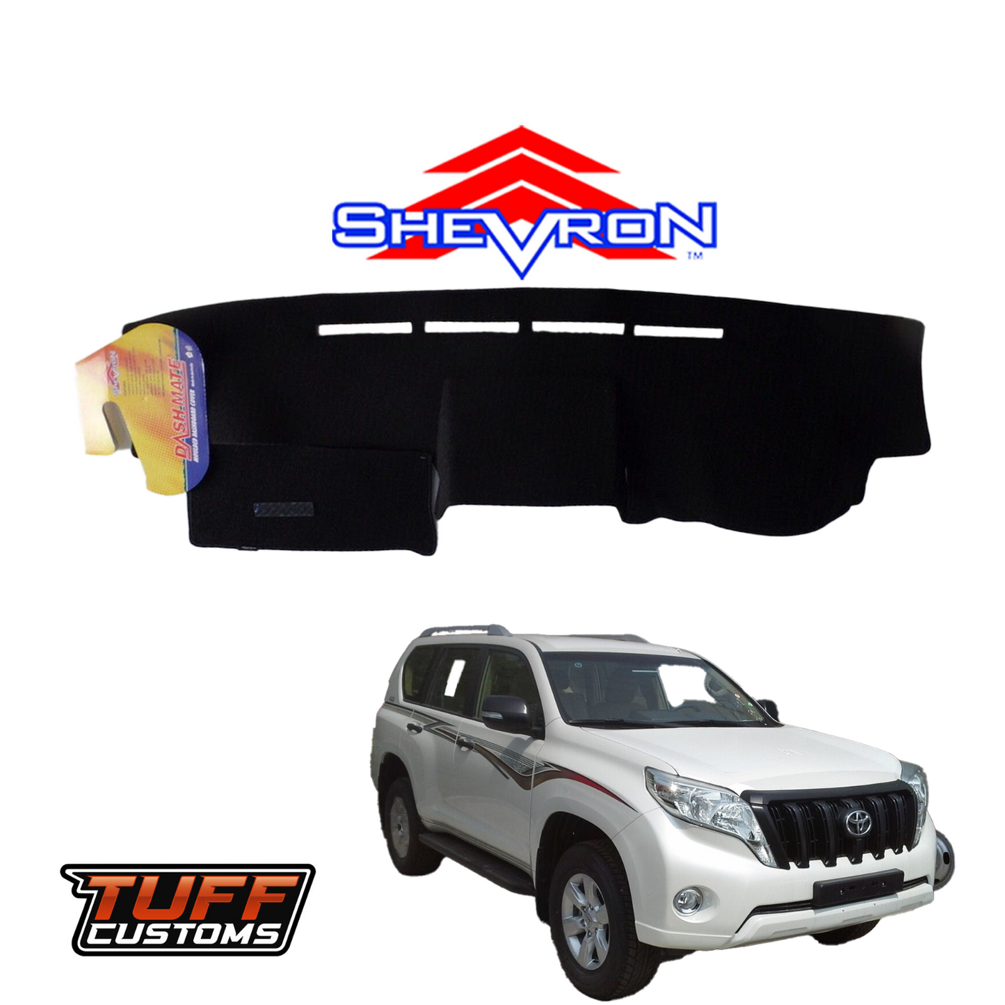 Shevron Black Dash Mat For Toyota Prado 150 Face Lift 10/2013-11/2017 DM1334