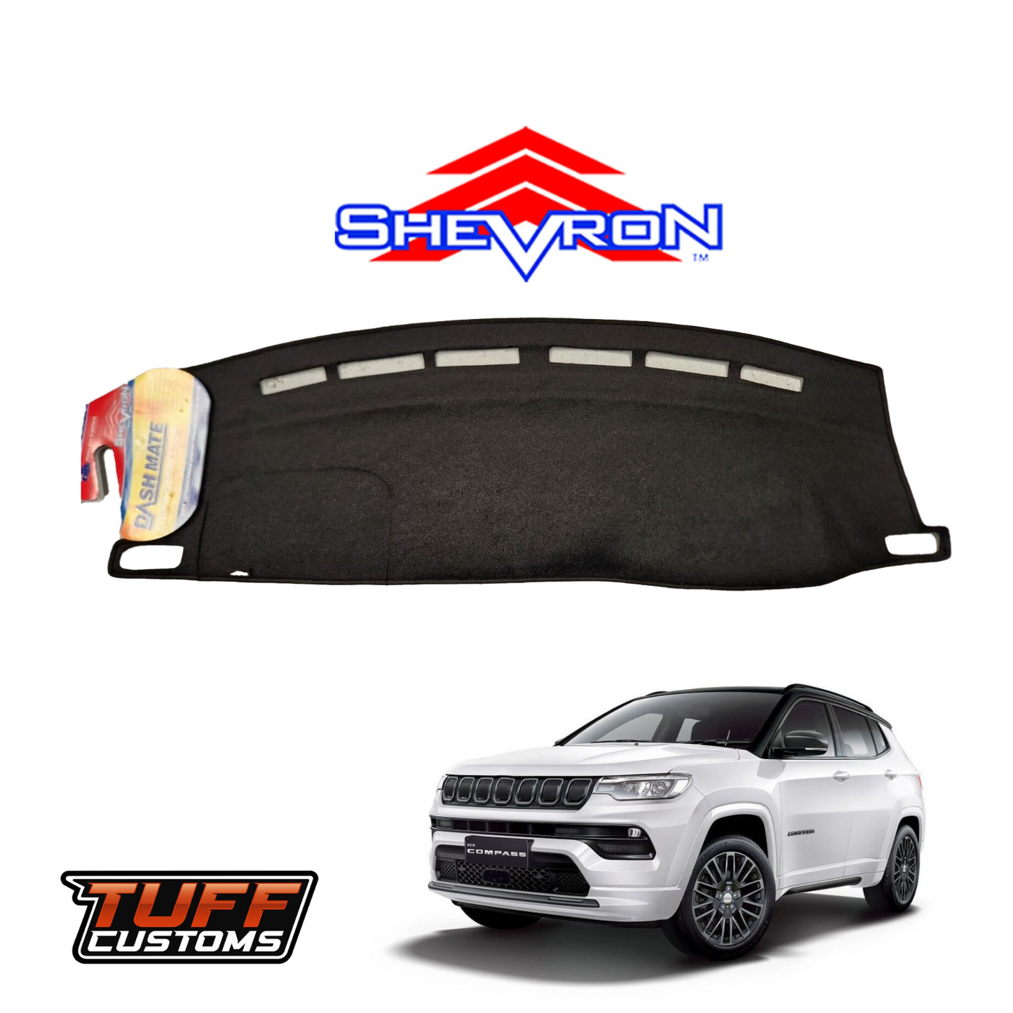 Shevron Black Dash Mat For Jeep Compass M6 10/2022-2025 DM1680