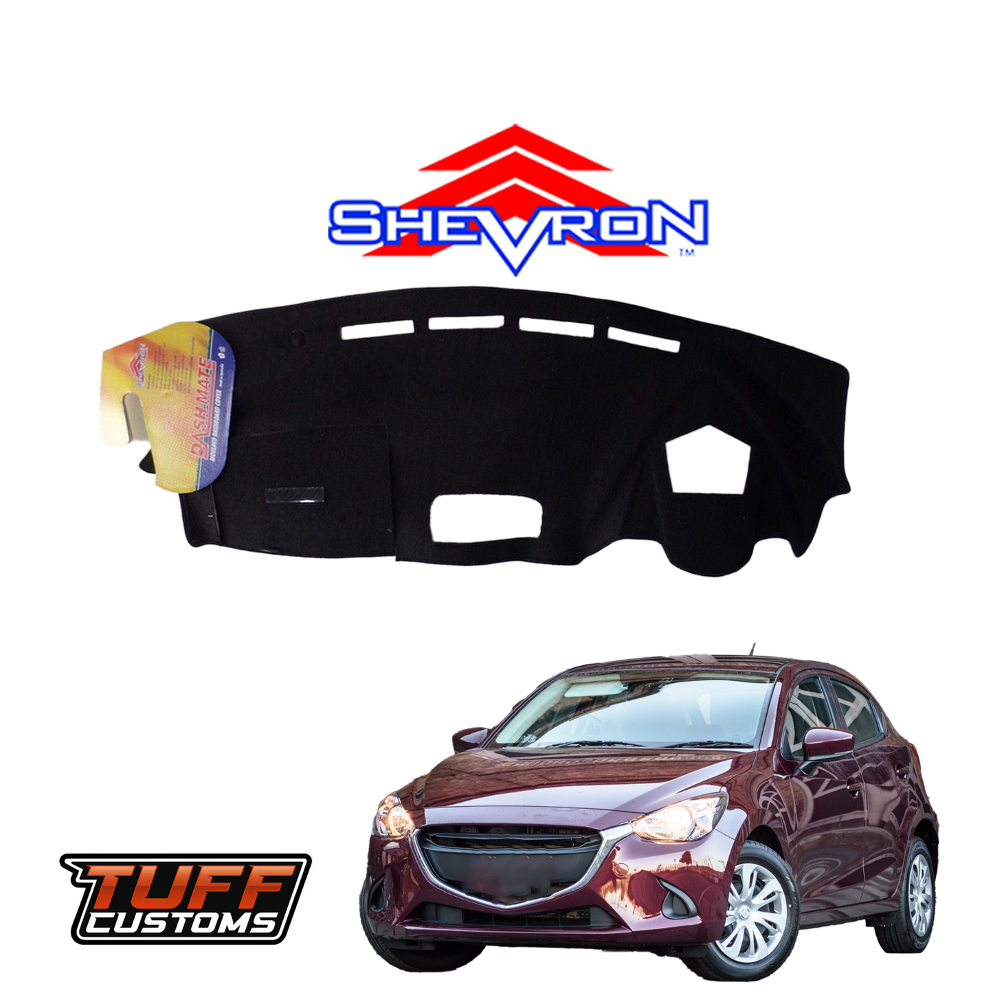 Shevron Black Dash Mat For Mazda 2 DJ Genki w/ Active Driving Display 7/2014-2025 DM1372D