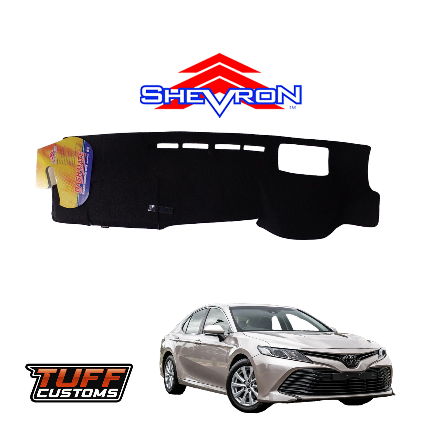Shevron Black Dash Mat For Toyota Camry ASV70R SL w/ HUD 11/2017-7/2024 DM1498D