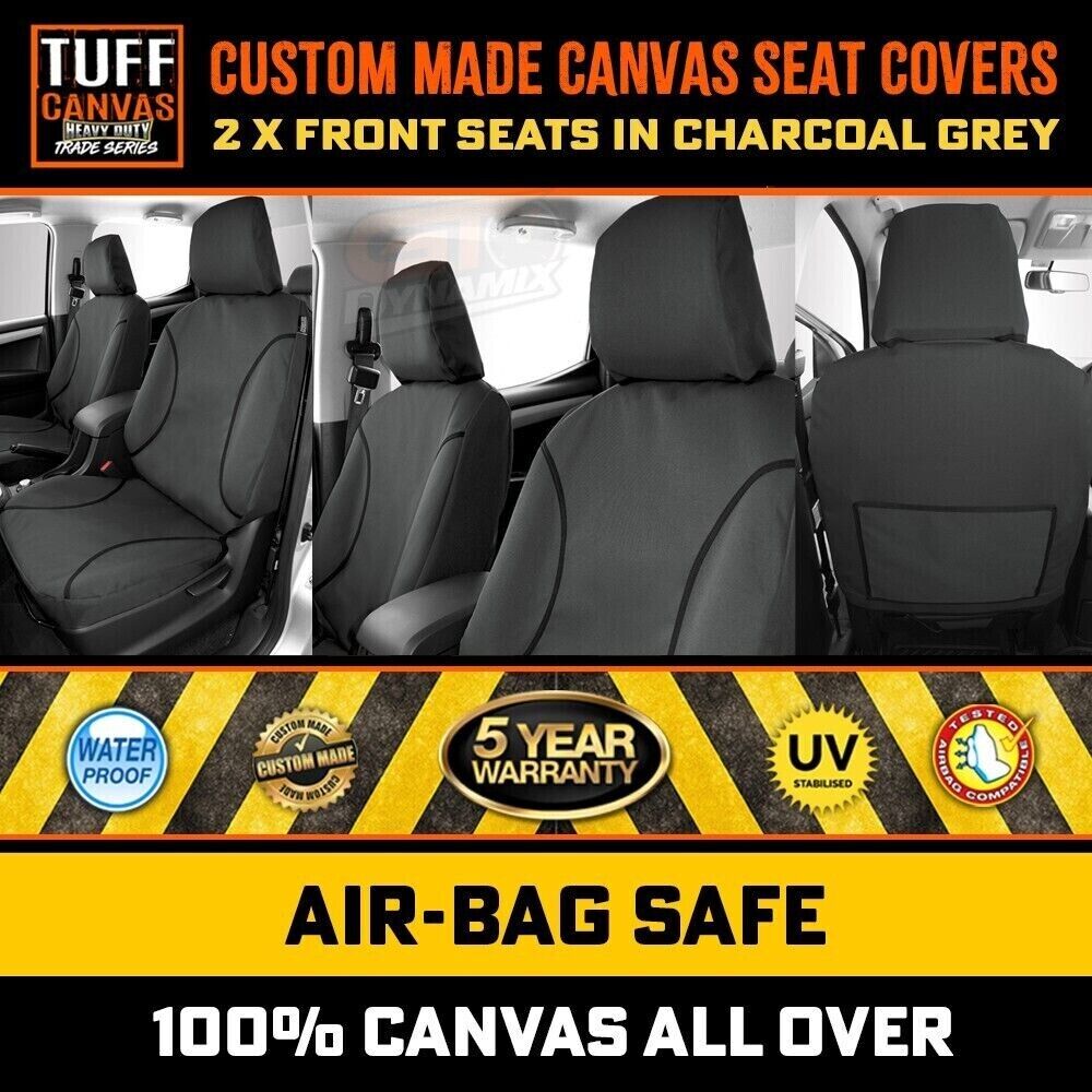TUFF HD TRADE Canvas Seat Covers Front For Ford Ranger PJ PK XL XLT 2007-2011 Charcoal