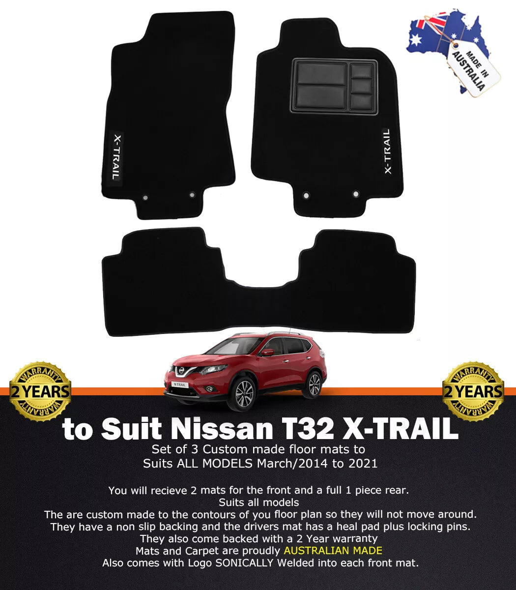 Custom Made Floor Mats 2 Rows For Nissan X-Trail ST T32 3/2014-2024 Black
