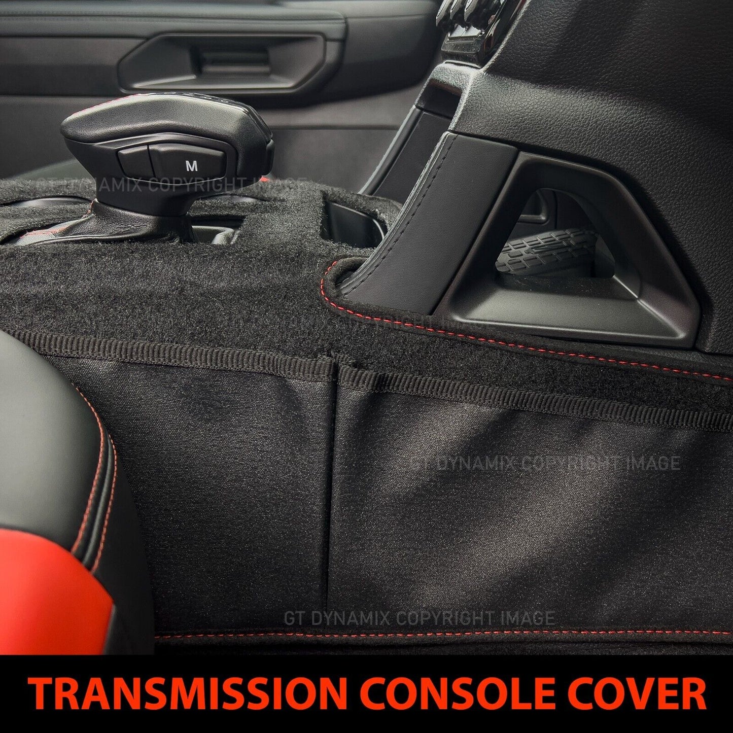 Shevron Transmission Console Cover + Red Stitching For Ford Everest Next Gen Ambiente Trend Sport Platinum 6/2022-2024