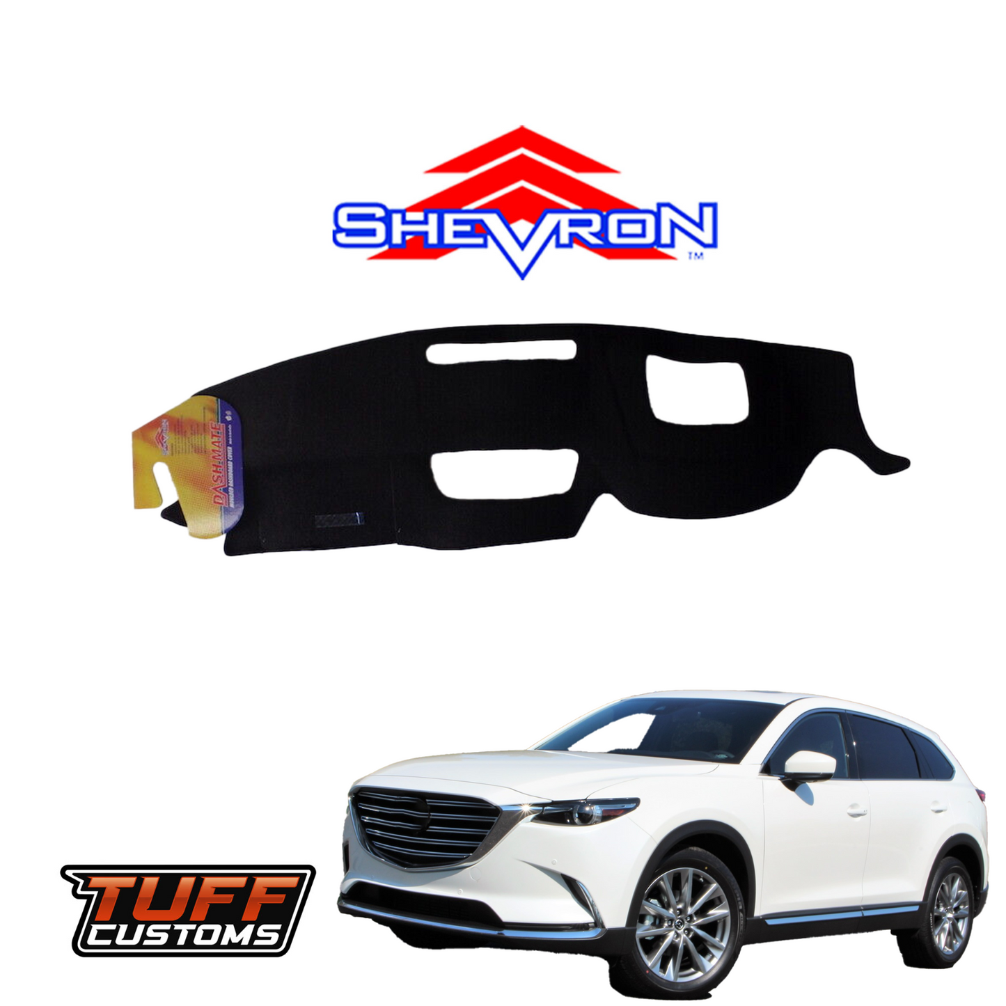 Shevron Black Dash Mat For Mazda CX9 TC w/ Central Display HUD 7/2016-2025 DM1439D