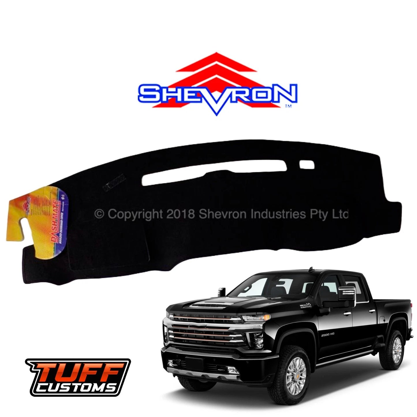 Shevron Dash Mat For Chevrolet Silverado LTZ 2500HD 12/2018-2/2023 DM1569 Black