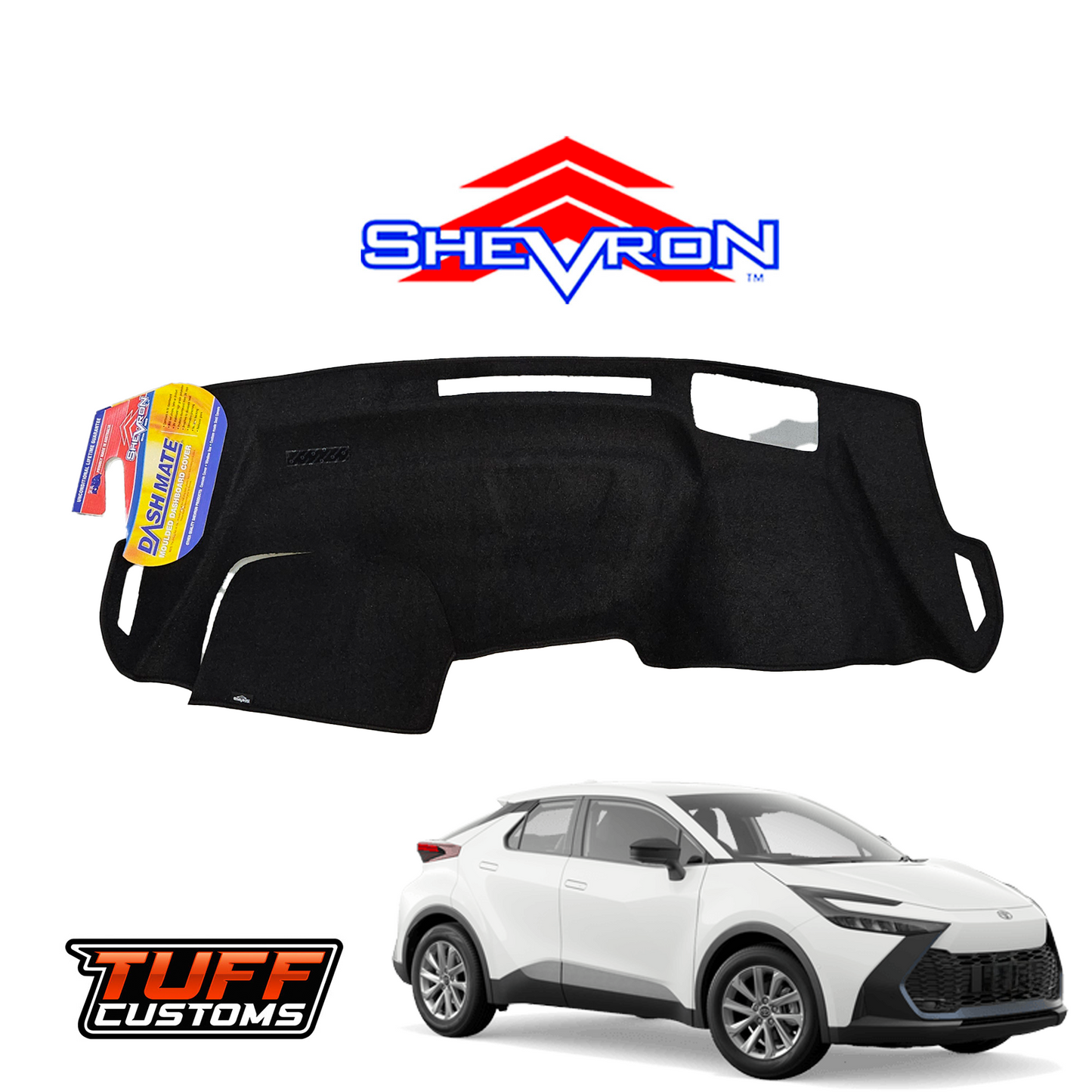 Shevron Black Dash Mat For Toyota C HR AX20 GR Sport & Koba w/ HUD 10/2023-2025 DM1703D