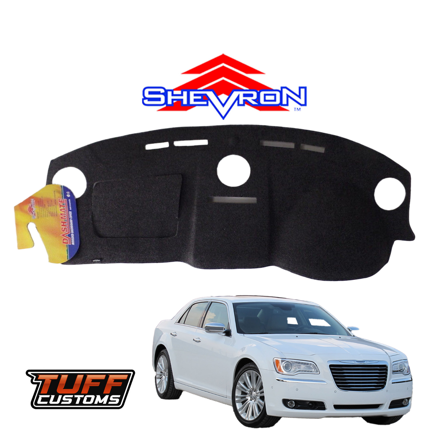 Shevron Black Dash Mat For Chrysler 300C with park assist 6/2008-5/2012 DM1134