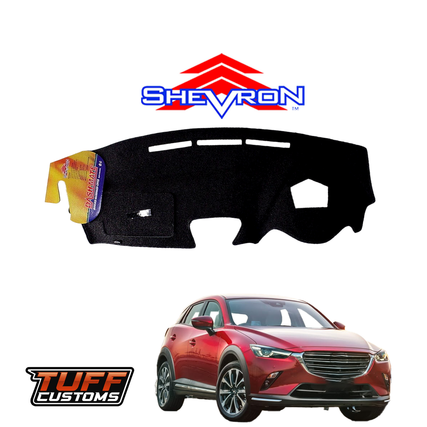 Shevron Black Dash Mat For Mazda CX3 Akari & sTouring w/ Central Display Active Display 2015-2025 DM1391