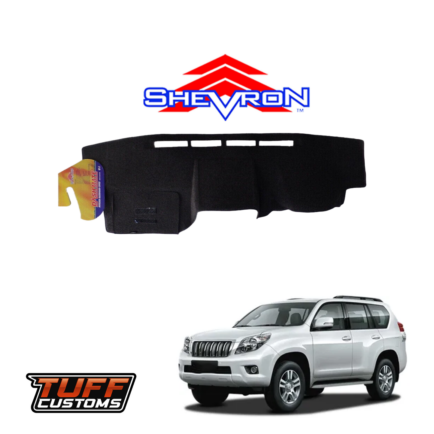 Shevron Black Dash Mat For Toyota Prado 150 w/ Sat Nav Option 10/2009-9/2013 DM1140