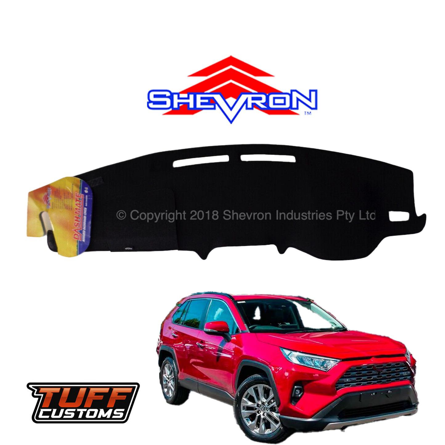 Shevron Black Dash Mat For Toyota Rav4 50 Series GX & GXL w/ 8" Screen 05/2019-2025 DM1566