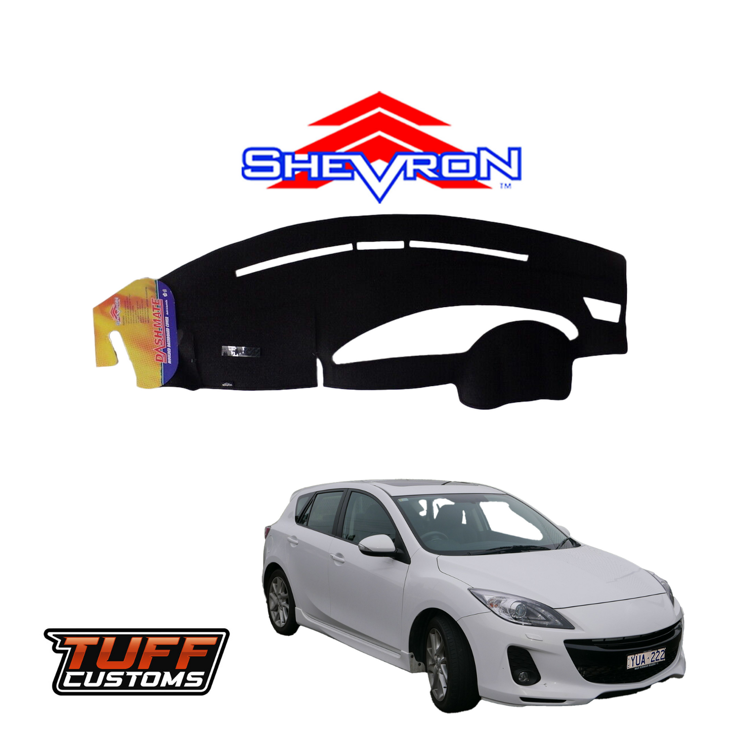 Shevron Black Dash Mat For Mazda 3 BL 11/2008-5/2013 DM1120