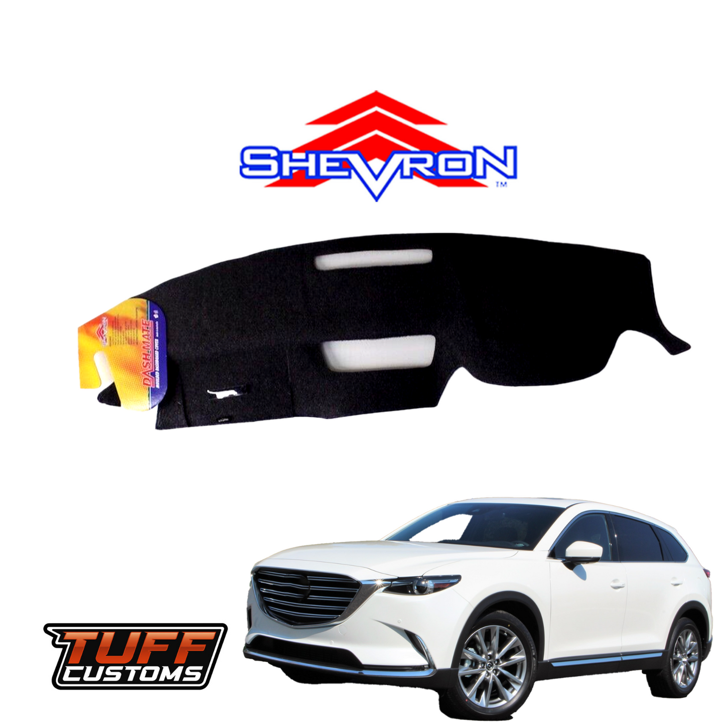 Shevron Black Dash Mat For Mazda CX9 TC w/ Central Display 7/2016-2025 DM1439