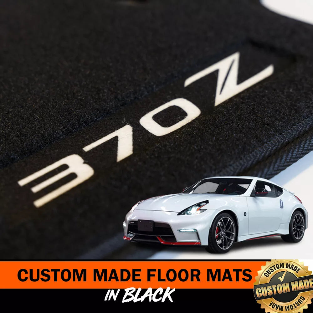 Custom Made Floor Mats Set of 2 FRONT For Nissan 370Z Manual 2009-2023 Logo BLACK