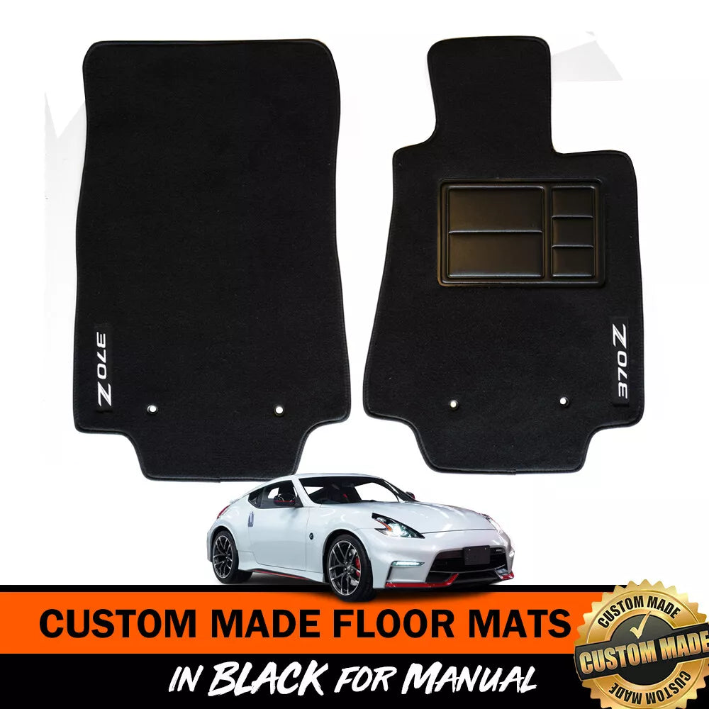 Custom Made Floor Mats Set of 2 FRONT For Nissan 370Z Manual 2009-2023 Logo BLACK
