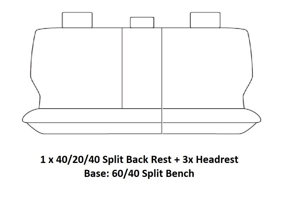 TUFF HD TRADE Canvas Seat Covers 2nd Row For Toyota Prado 150 Series GX 7 Seater SUV 06/2021-2025 Black